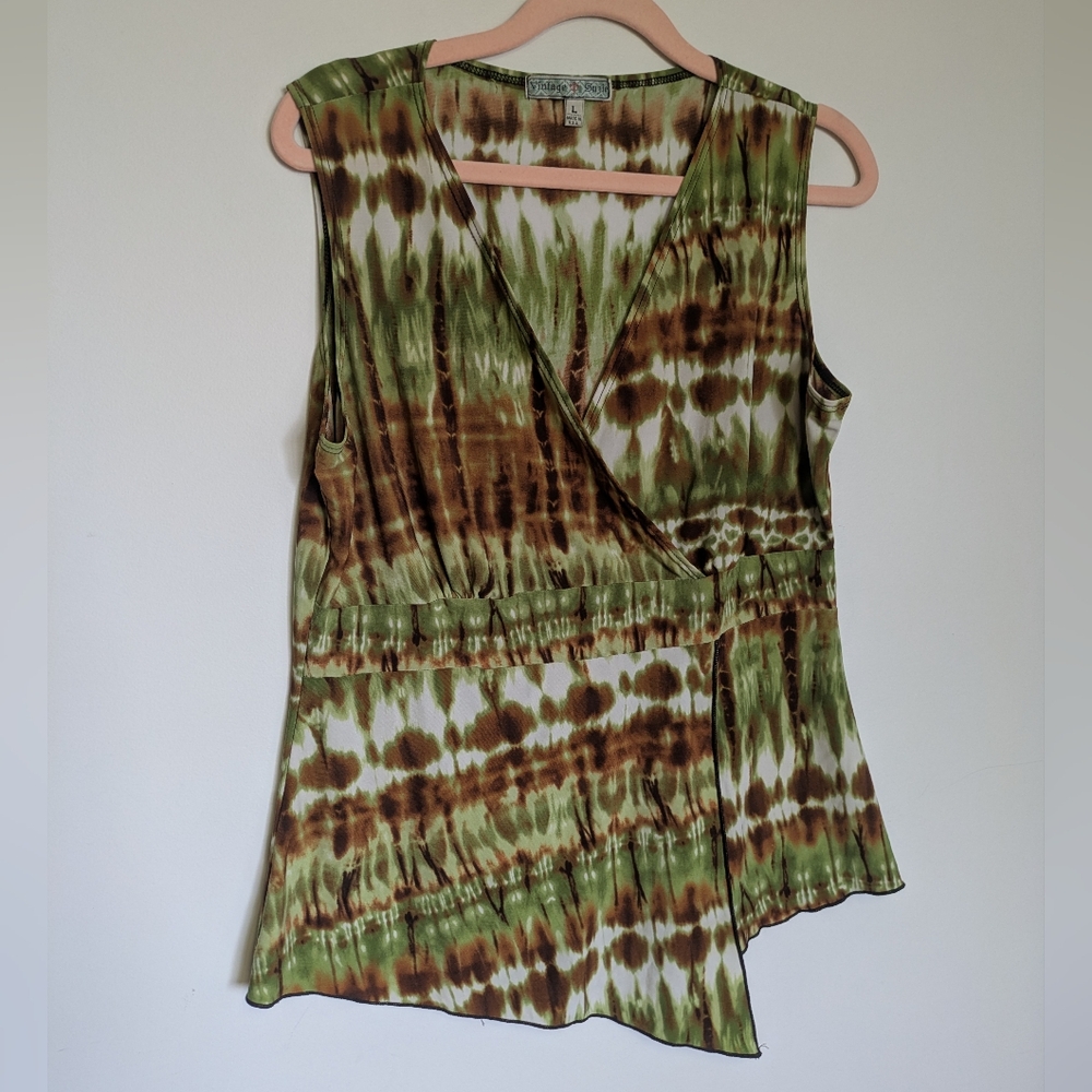 Green and Brown Tie-Dye Tank Top